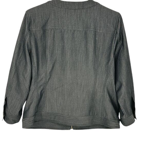 Ruby Rd. Embellished Black Denim Jacket‎ Zip Front Beaded Accents Women's SZ 12 - Picture 3 of 7